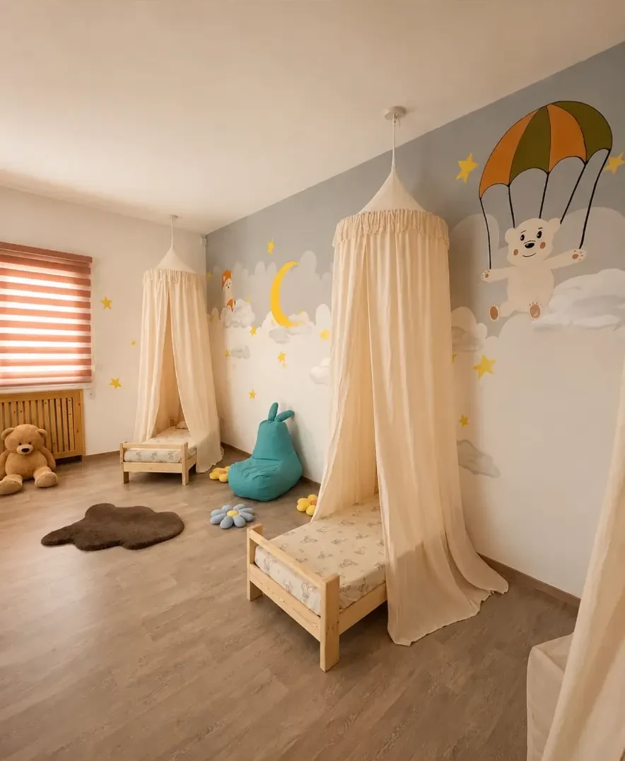 Espace de repos douillet avec textiles doux